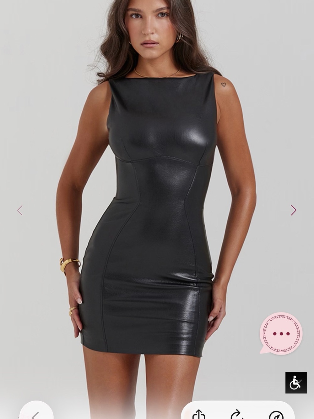 House of cb LEOLA
Black Vegan Leather Mini Dress